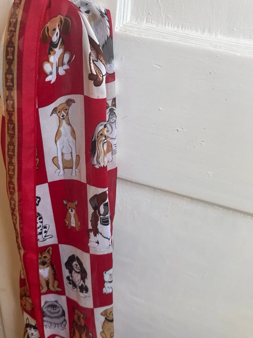 Red and White Dog-Print Square Scarf - Classic Women's Wrap